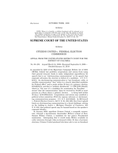 Citizens United v. FEC: Supreme Court Syllabus on Corporate Political Speech