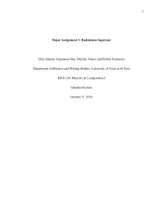 Badminton Superstar: A Rhetoric & Composition Assignment