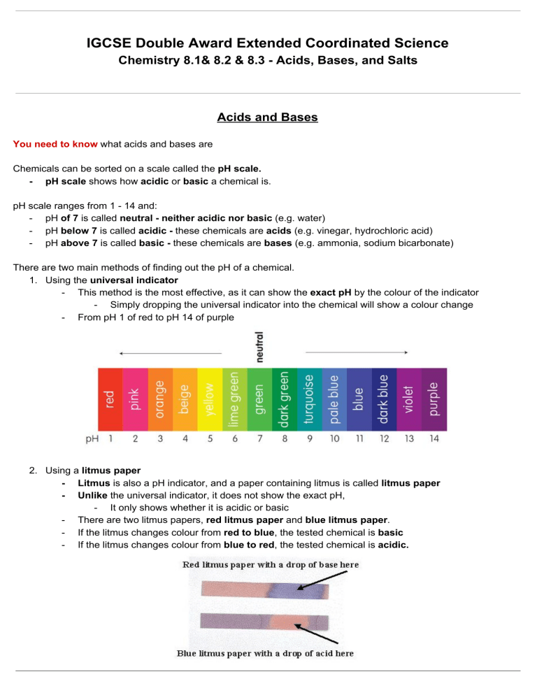 IGCSE Chemistry: Acids, Bases, and Salts