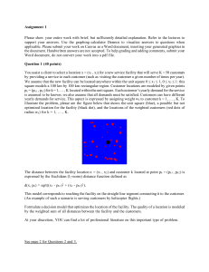 Assignment 1: Facility Location Optimization Model