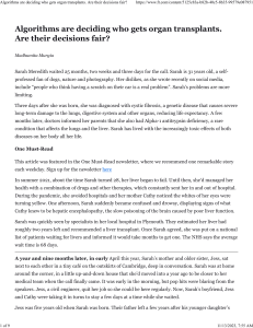 Algorithms in Organ Transplants: Fairness and Ethics