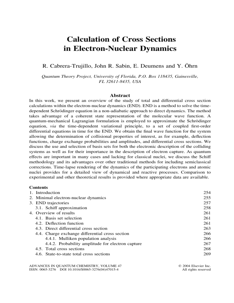 Calculation of Cross Sections in Electron-Nuclear Dynamics