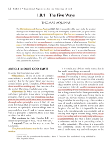 Thomas Aquinas' Five Ways: Arguments for God's Existence