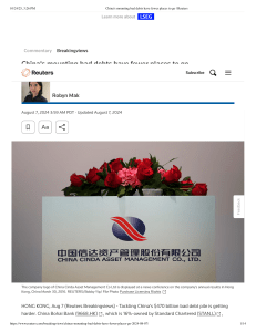 China's Bad Debt Crisis: Fewer Buyers for Mounting Pile