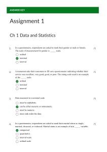Statistics Assignment 1 Answer Key: Data and Statistics