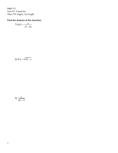 Math 111 Worksheet: Functions and Domain