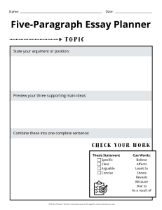 Five-Paragraph Essay Planner Template