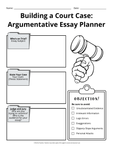 Building a Court Case: Argumentative Essay Planner