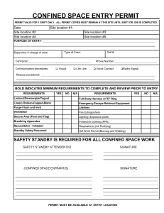 Confined Space Entry Permit Template