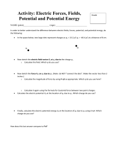 Electric Forces, Fields, Potential & Energy Worksheet