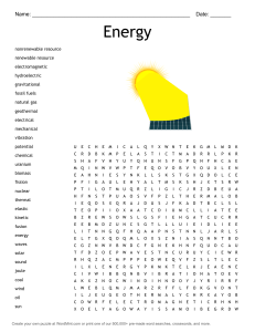 Puzzle Word Search o Energii