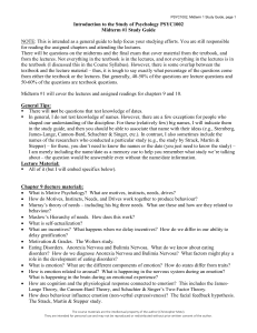 PSYC1002 Midterm 1 Study Guide