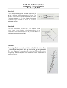 MECH 315 Mechanical Vibrations Assignment Dynamics Problems