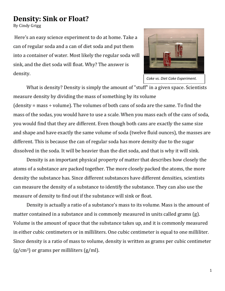 Density: Sink or Float? Science Experiment Guide