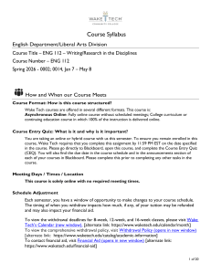 ENG 112 Syllabus: Writing/Research in Disciplines