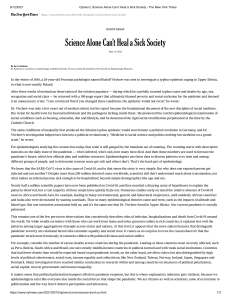 Science Alone Can&rsquo;t Heal a Sick Society - NYT Essay