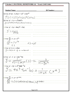 Calculus I Homework 4: Derivatives & Limits Problems