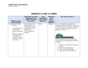 Grade 8 Science TIMSS Test Item: Motion and Forces
