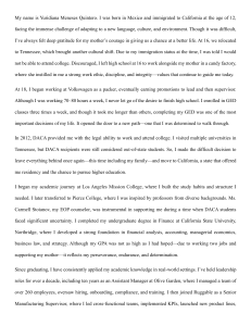 MBA Application Personal Statement: Yuridiana Meneses Quintero