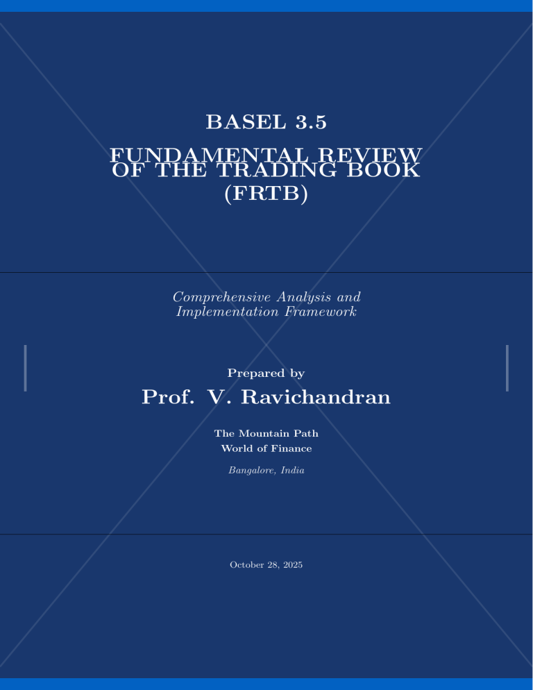 Basel Object Study Example BASEL 3.5 FRTB: Comprehensive Analysis & Implementation