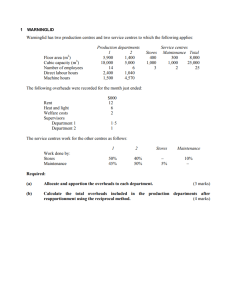 Cost Accounting Problem Set: Overhead Allocation