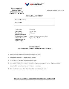 VinUniversity Calculus I Final Exam MATH 1010