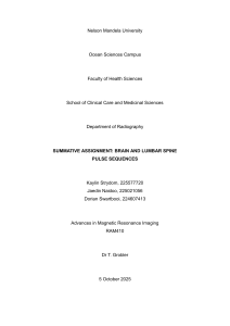 Brain and Lumbar Spine MRI Pulse Sequences Assignment