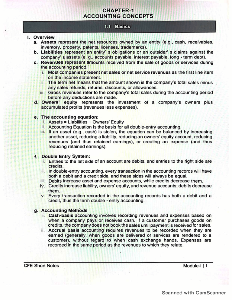 Accounting Concepts Chapter 1: Basics