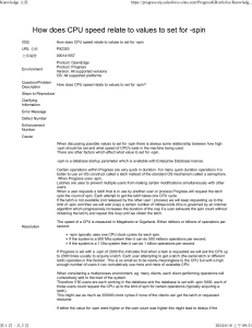 CPU Speed and -spin Parameter in Progress Databases