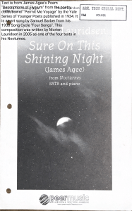 Sure On This Shining Night Sheet Music