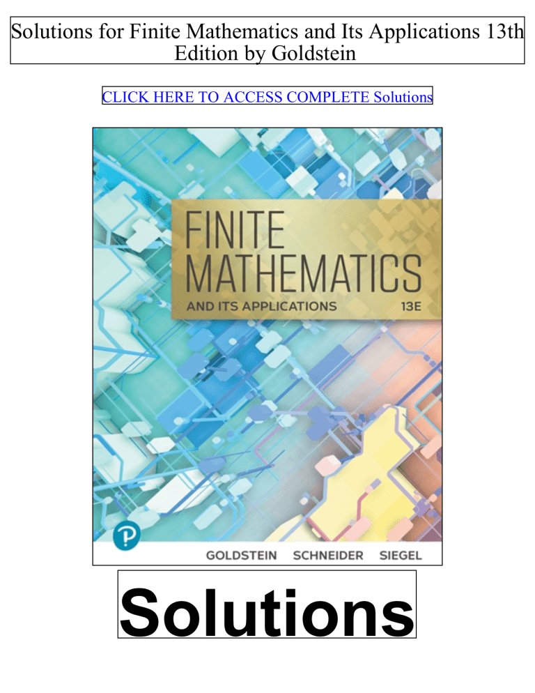Solutions Manual: Finite Mathematics and Its Applications 13th Ed.