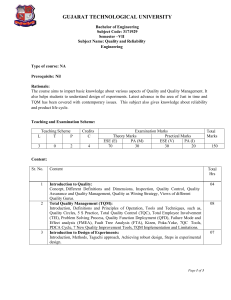 Gujarat Technological University Quality and Reliability Engineering Syllabus