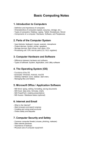 Basic Computing Notes: Introduction to Computer Basics
