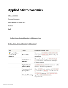 Plan Kursu z Mikroekonomii Stosowanej