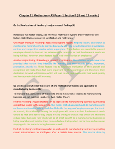 AS Level Business Studies Motivation Chapter 11 Exam Questions