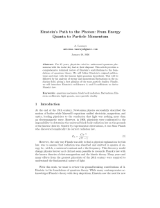 Einstein's Path to the Photon: Quantum Theory Review