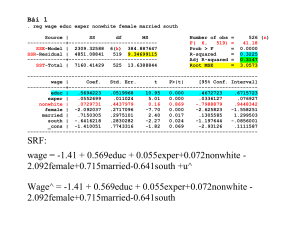 Econometrics Regression Analysis: Wage Determinants Example