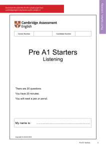 Pre A1 Starters Listening Sample Test