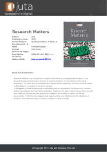 Research Matters: Introductory Research Textbook for Undergraduates
