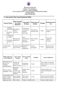 Intervention Plan for Least Mastered Skills