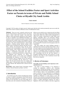 School Facilities and Sport Activities Impact on Parental School Choice in Riyadh, Saudi Arabia