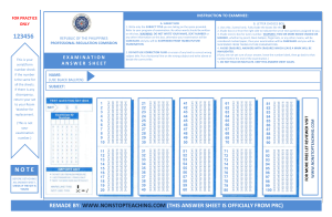 PRC Exam Answer Sheet Template