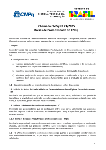 Chamada CNPq 23/2025: Bolsas de Produtividade