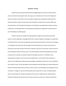Literary Analysis Essay: Gatsby & Jane Eyre Morality
