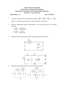 Control Systems Tutorial Sheet 01