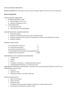 Business Combination Notes: Accounting Methods & Goodwill