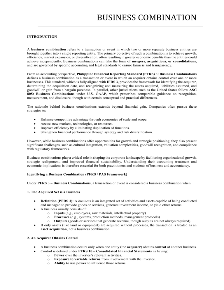Business Combinations: PFRS 3 & IFRS 3 Guide