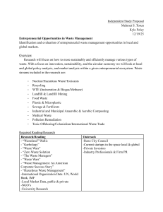 Entrepreneurial Opportunities in Waste Management Proposal