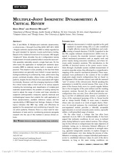 Multiple-Joint Isokinetic Dynamometry: Critical Review