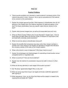 FINA 415 Practice Problems: M&A & Corporate Finance
